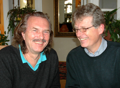 Hans Theessink und Gerhard Blaboll beim Radiointerview